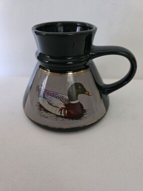 Vintage Black Ceramic Duck Accent Pitcher - Decorative Home Accent